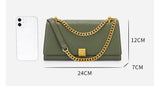 Carol Rhombus Chain Vegan Leather Purse: Green - Rosenix